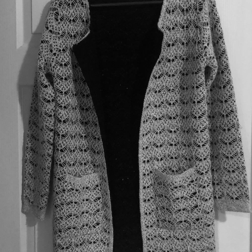 Women’s Grey & Black mid-length cardigan from Cleo